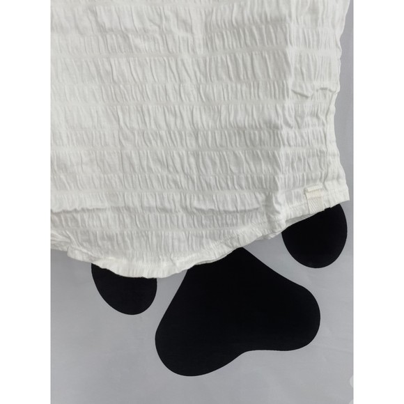 Free People NWT Sugar Cube Crinkle Fabric Short Sleeve Tee Optic White XSm New - Picture 5 of 12